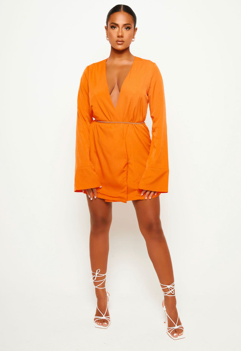 Orange Boyfriend Blazer Dress