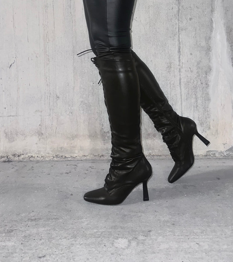 Leathery Black Boots