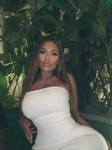 White Boobtube Midi