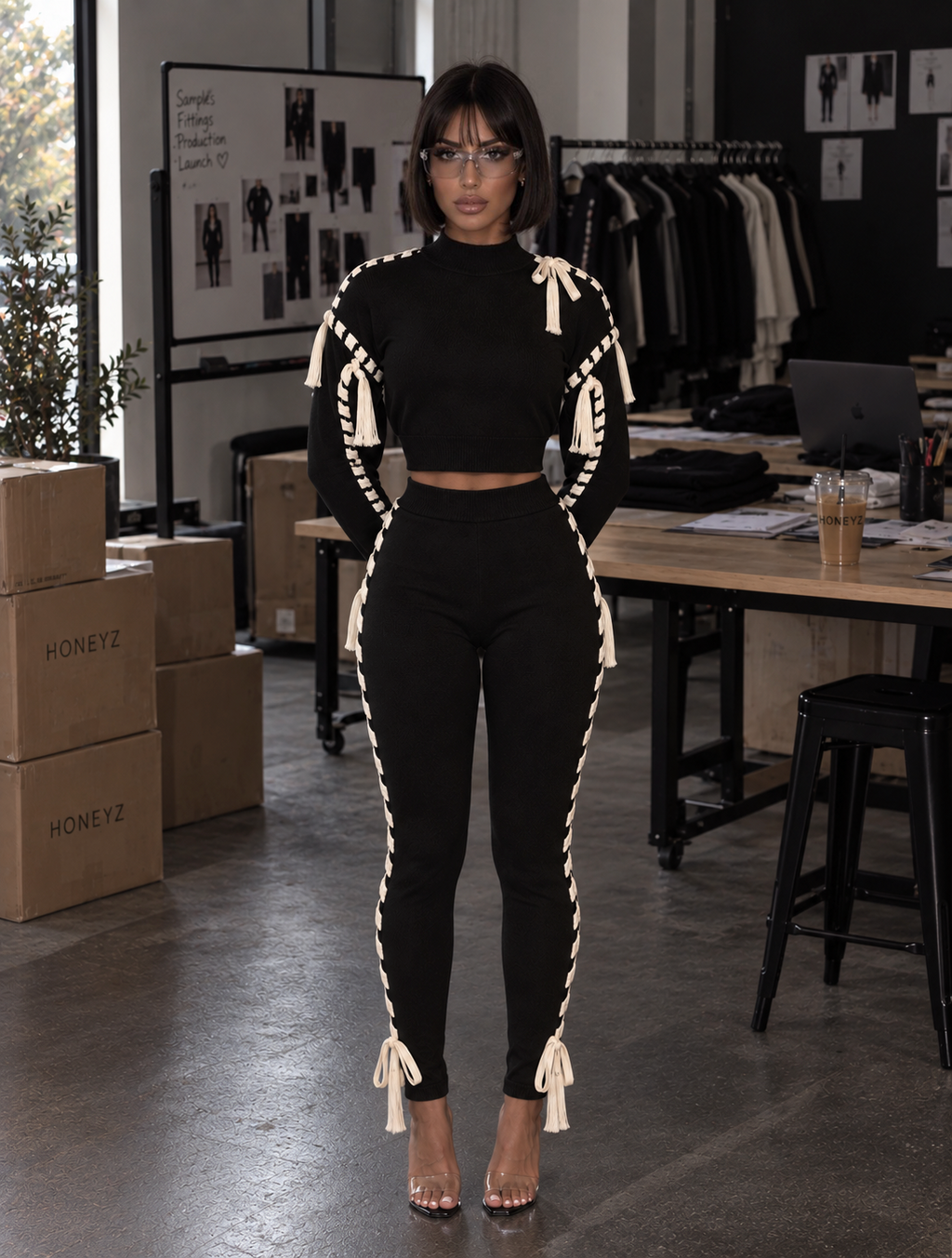 Double Knit Set Black + Cream (PRE ORDER EARLY NOVEMBER)