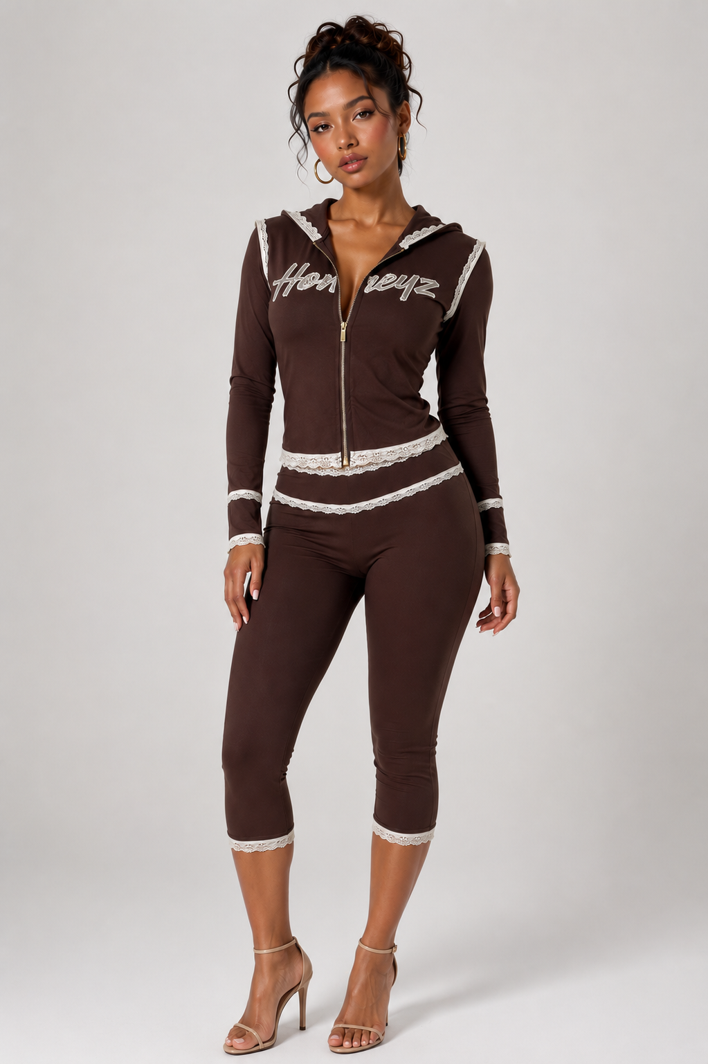 All’Da’Honeys Wear HONEYZ Chocolate+Vanilla Capri Set
