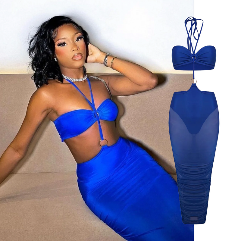 Escape Blue Mesh Ring Dress