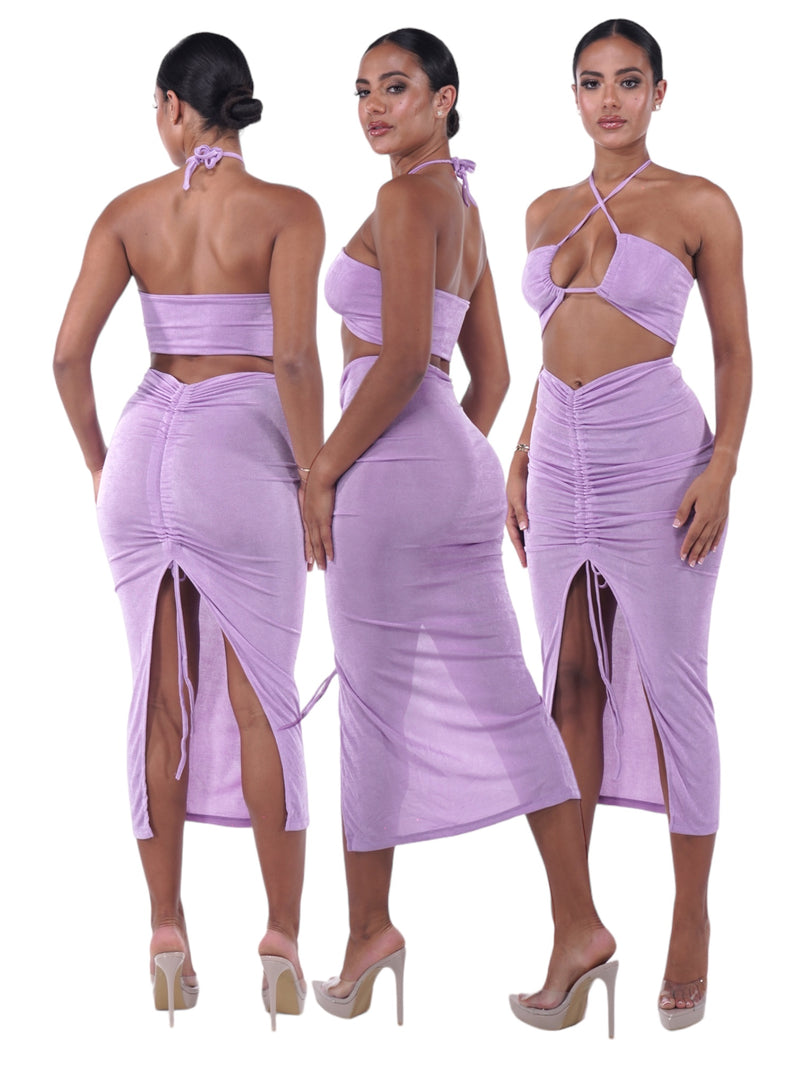 Purple Luxe Backless Set