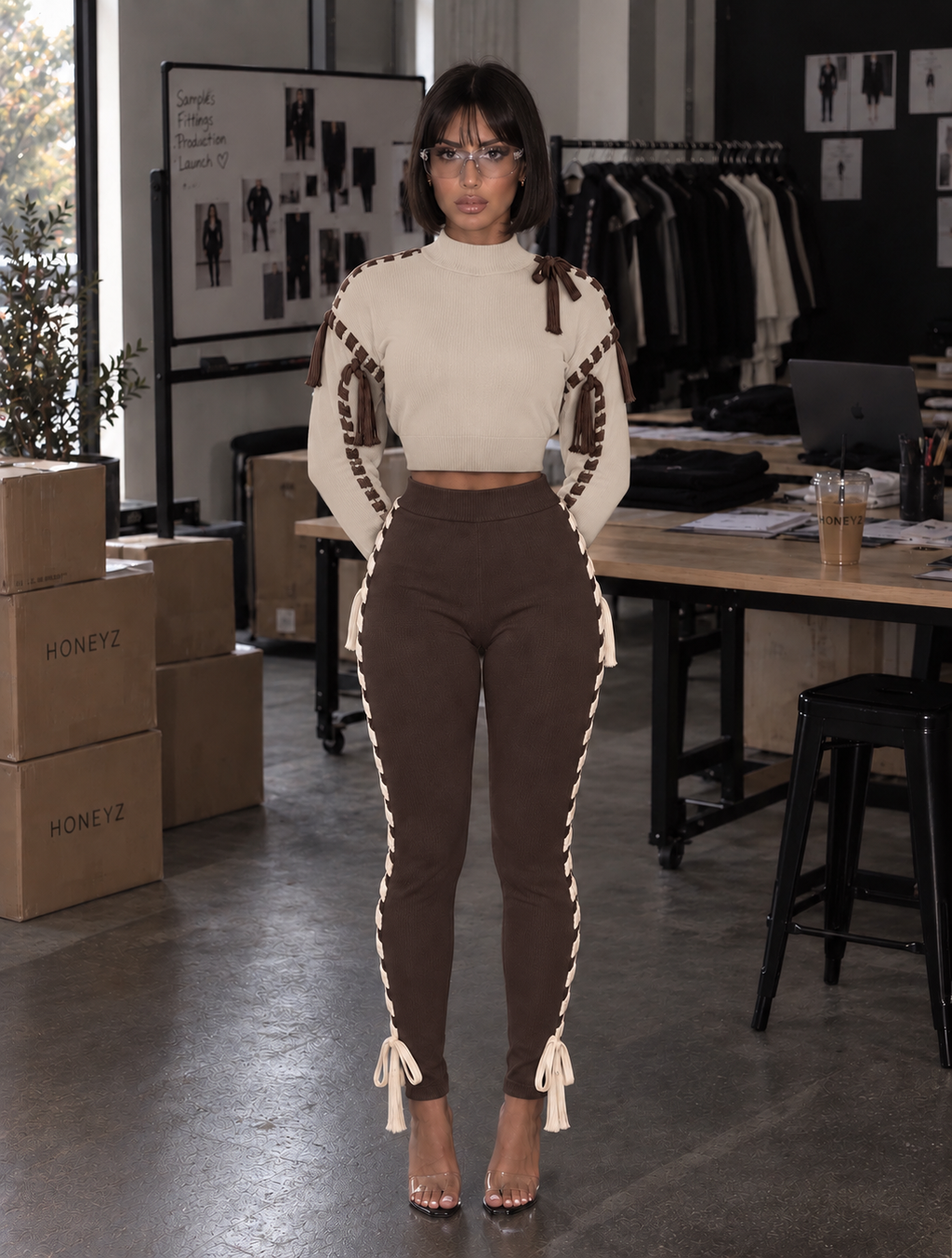 Double Knit Set Brown + Cream (PRE ORDER EARLY NOVEMBER)