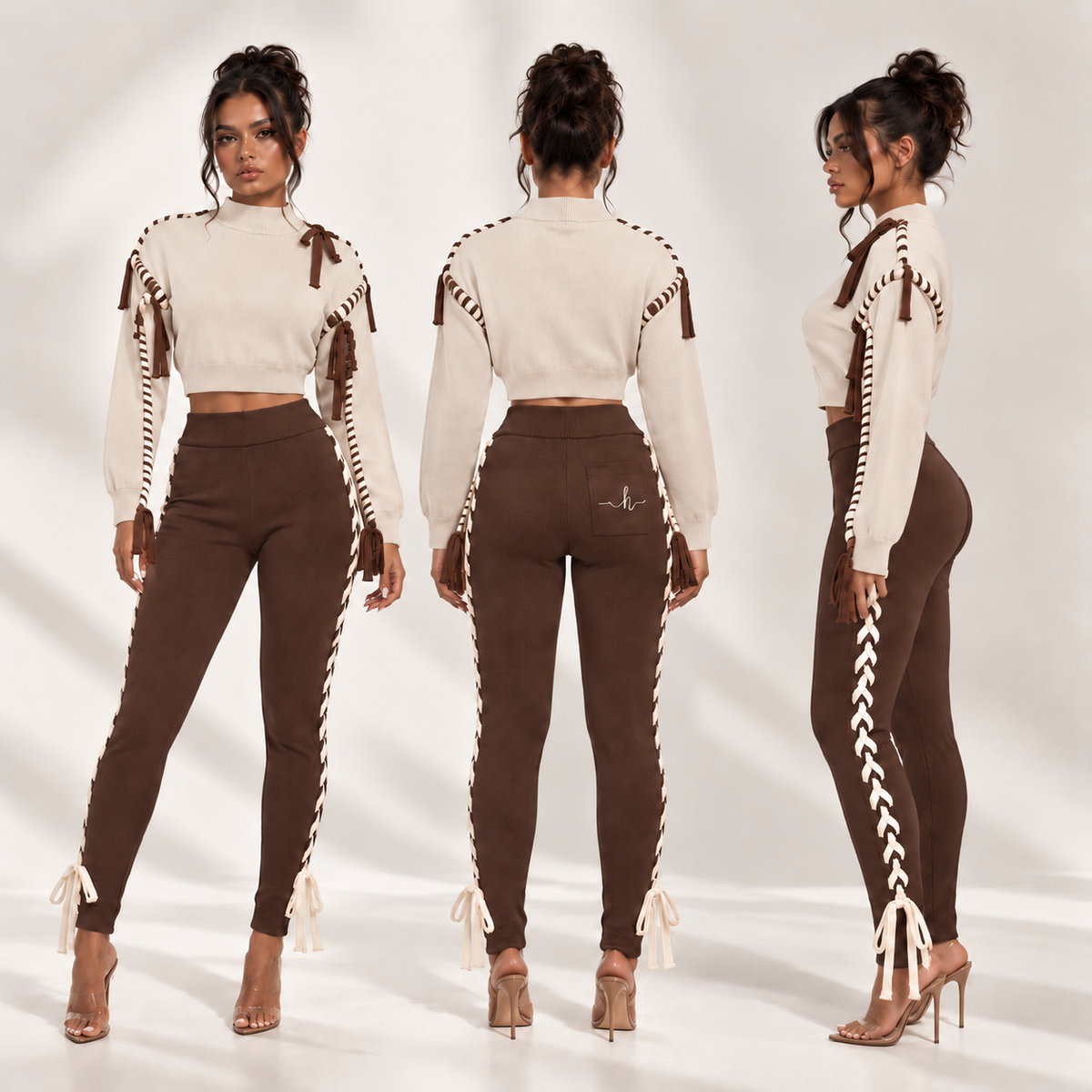 Double Knit Set Brown + Cream (PRE ORDER EARLY NOVEMBER)