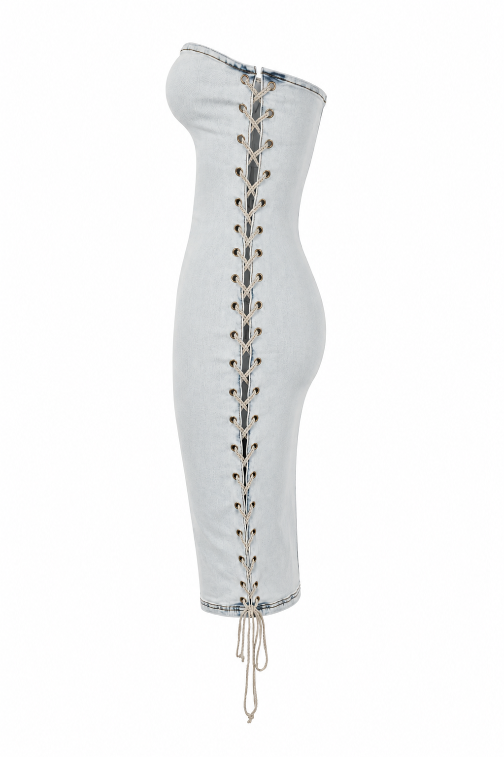 Queen Pin Boob Tube Denim Midi
