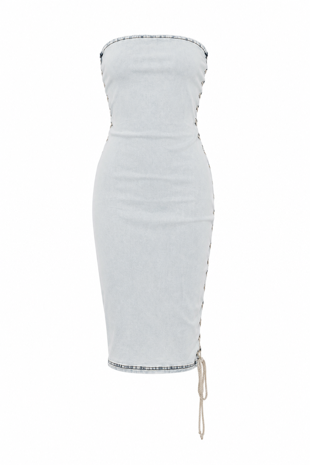 Queen Pin Boob Tube Denim Midi