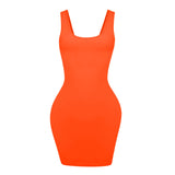 Neon Orange Soft Bandage Mini Dress