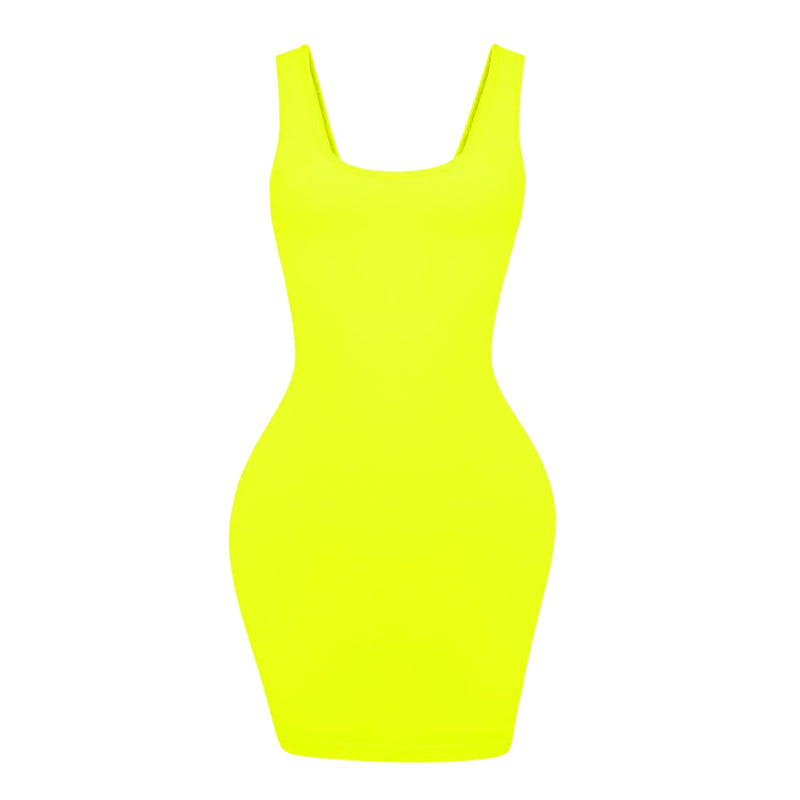 Neon Yellow Soft Bandage Mini Dress