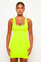 Neon Yellow Soft Bandage Mini Dress
