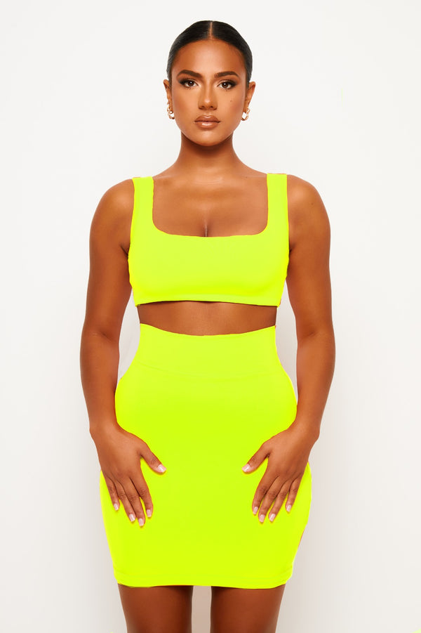 Neon Yellow Soft Bandage Two Piece Mini