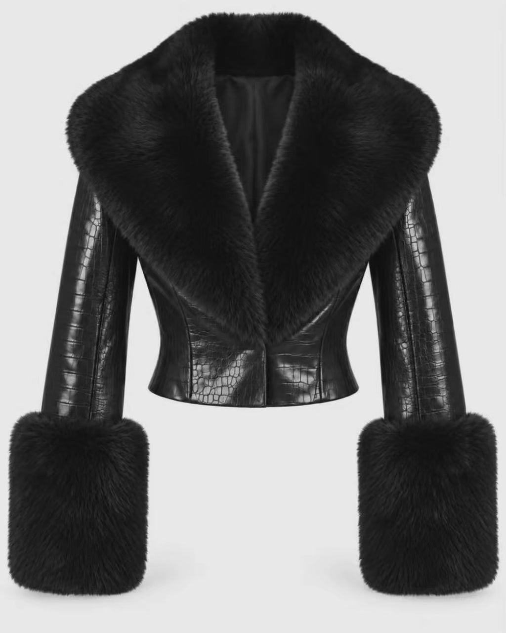 Dirty Money Noir Jacket (Crocodile Faux Fur)
