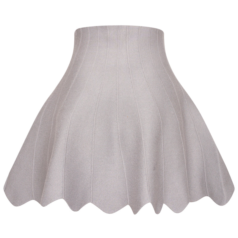 Grey Thin Knit Skater Skirt
