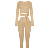 Beige Wrap Two Piece