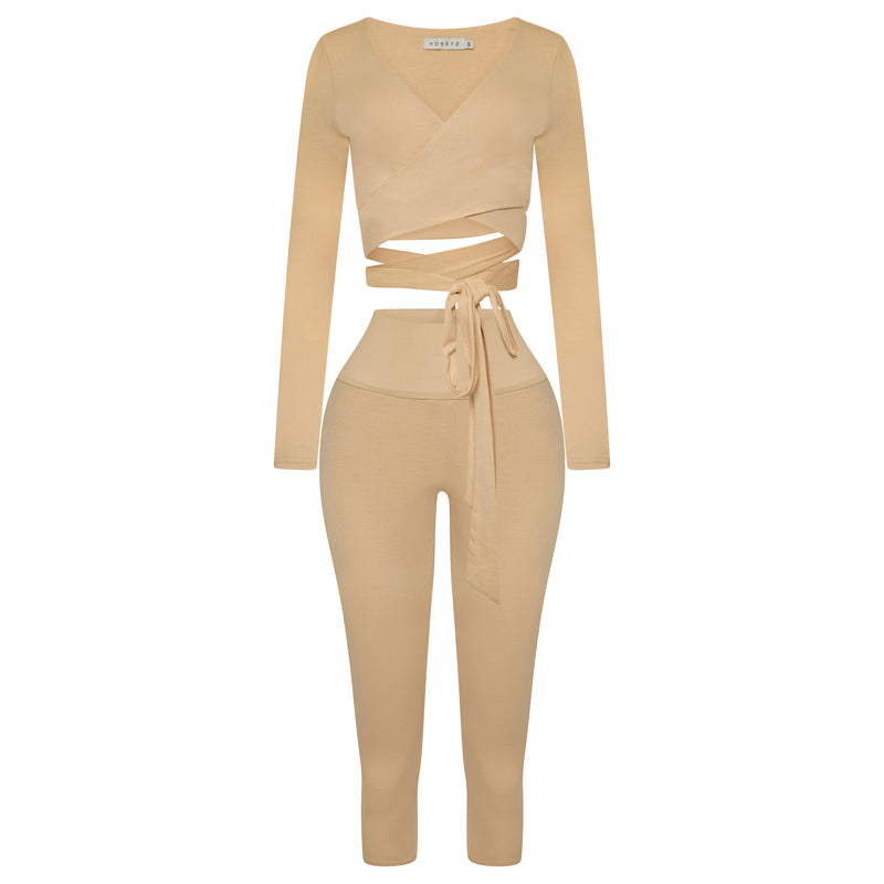 Beige Wrap Two Piece