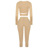 Beige Wrap Two Piece