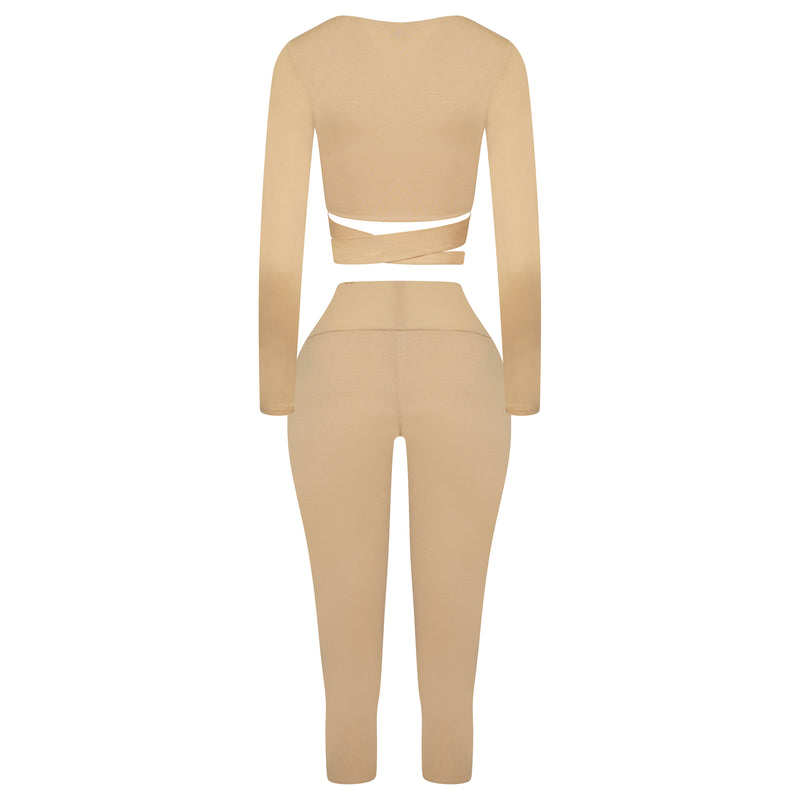 Beige Wrap Two Piece