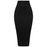 Black Contoured Midi Maxi Skirt
