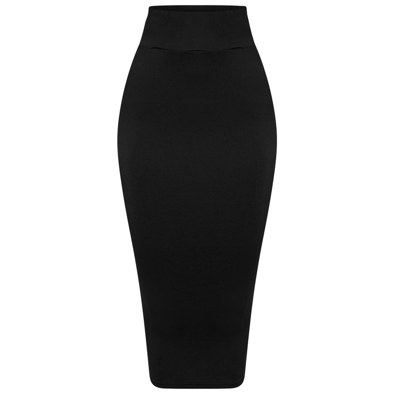 Black Contoured Midi Maxi Skirt