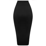 Black Contoured Midi Maxi Skirt