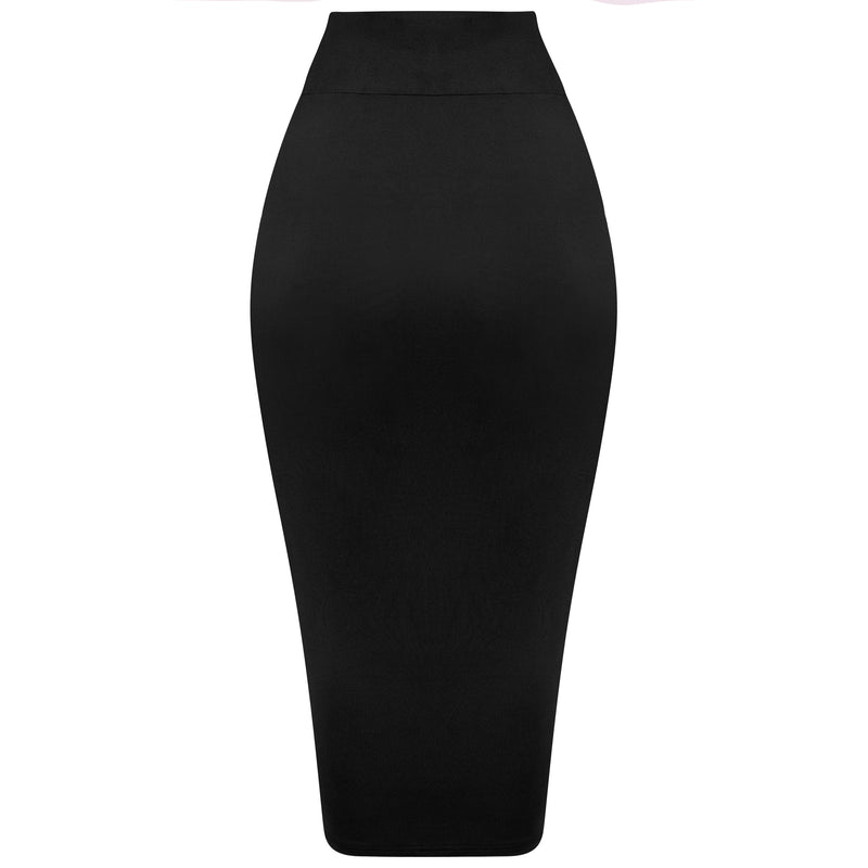Black Contoured Midi Maxi Skirt