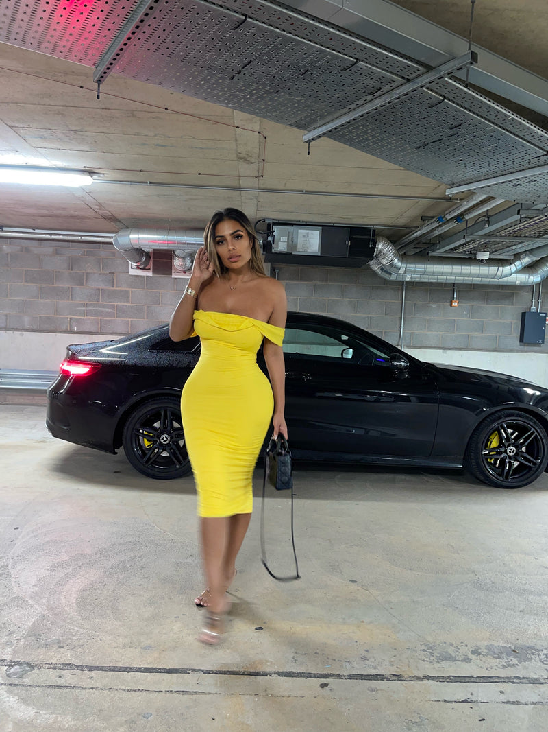 Yellow Double Mesh Dress