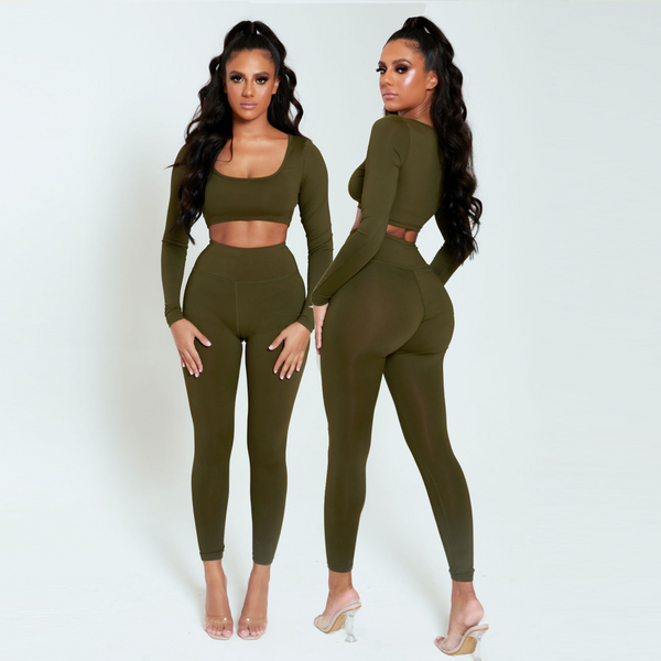 Khaki High Waisted Leggings