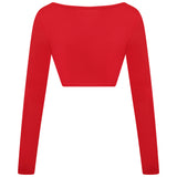 Red Long Sleeved Crop Top