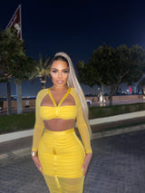 Yellow Bandage & Mesh 2 Piece