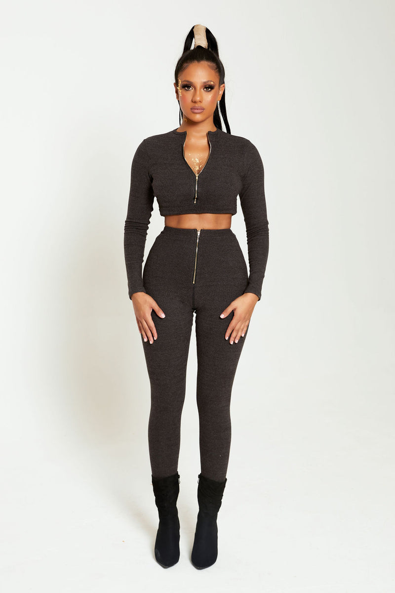 Charcoal Teddy Velvet Two Piece