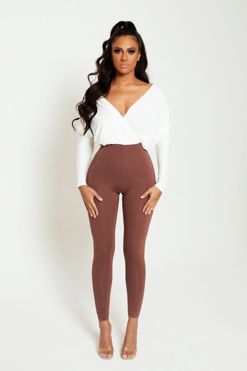 Brown Jersey Jumpsuit