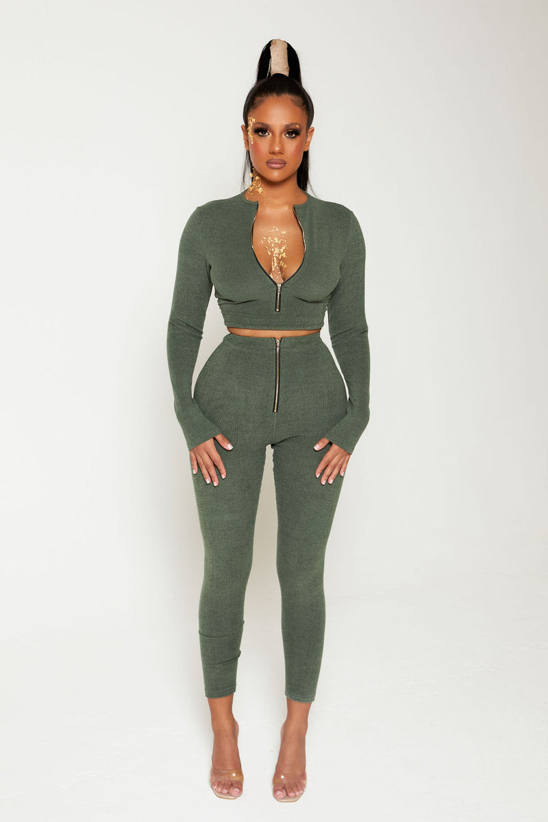 Khaki Teddy Velvet Two Piece