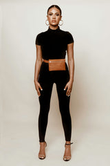 Black Capped Sleeve Thong Bodysuit