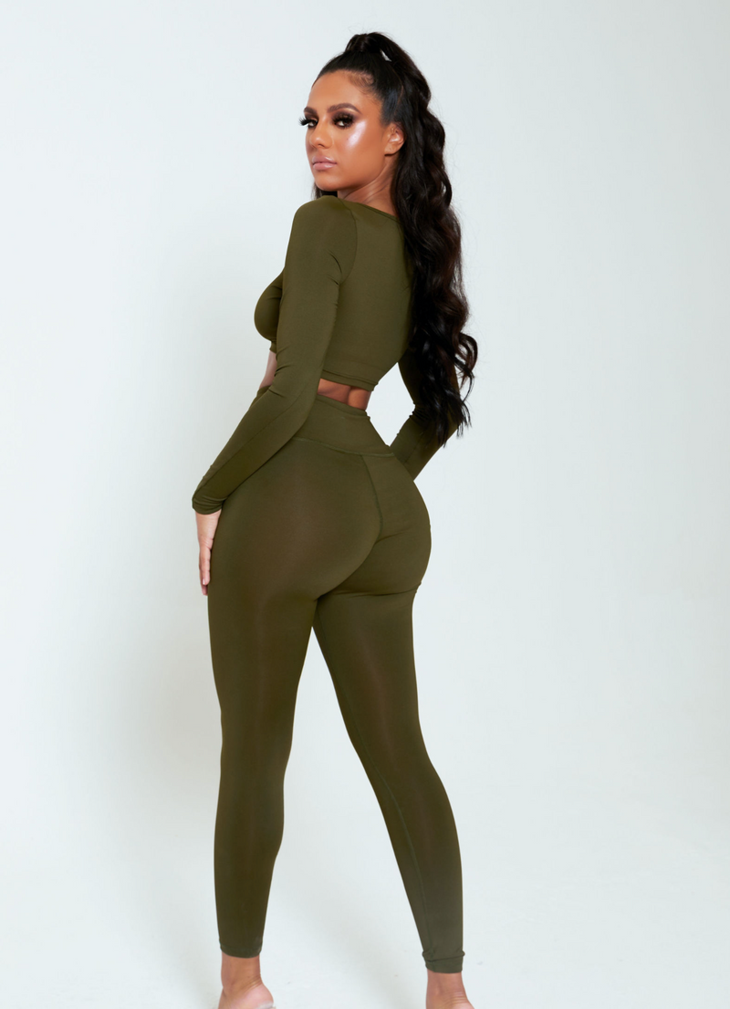 Khaki High Waisted Leggings