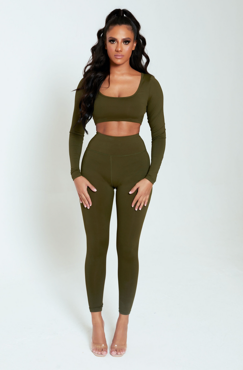 Khaki High Waisted Leggings