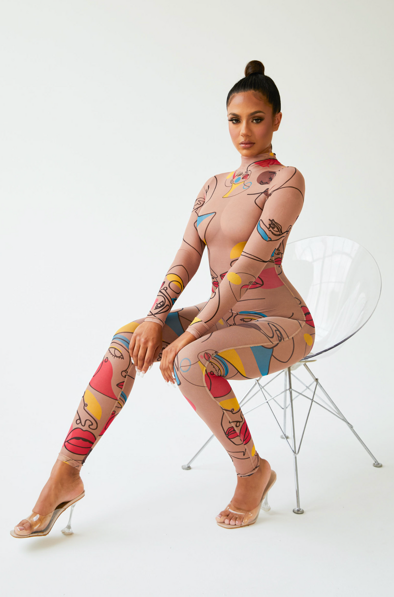 Digital Graffiti Mesh Jumpsuit