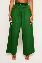 Green High Waisted Flare Cargo