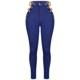 Dark Blue Chain Denim Jeans