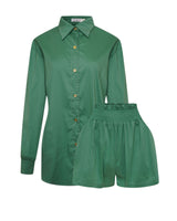 Green Tailored Shirt & Short Set