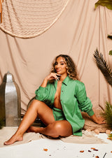Green Tailored Shirt & Short Set