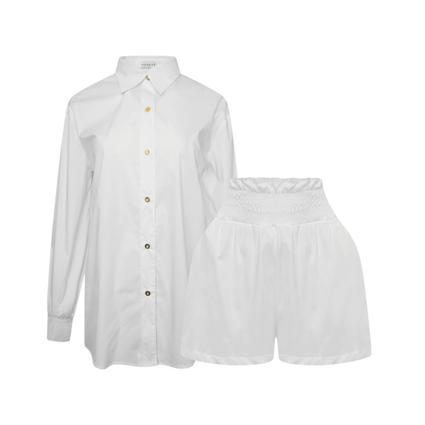 White Tailored Shirt & Short Set