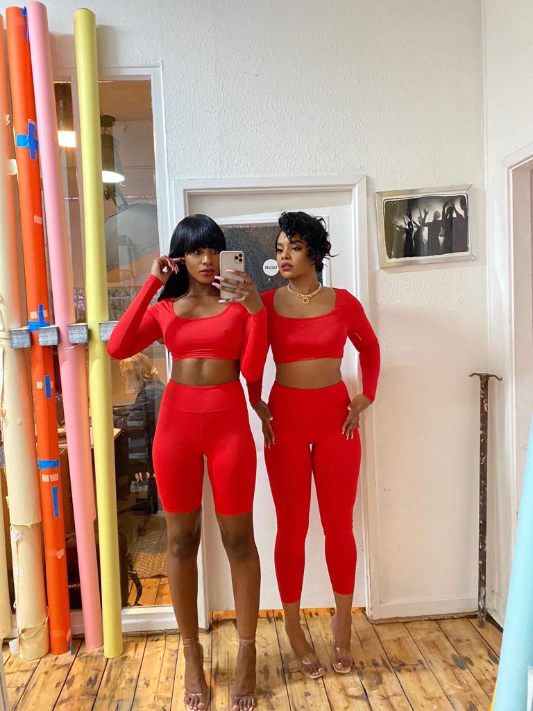 Red High Waisted Leggings