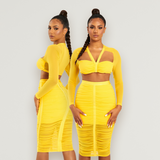 Yellow Bandage & Mesh 2 Piece