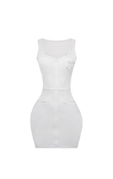 White Zip Mini Dress