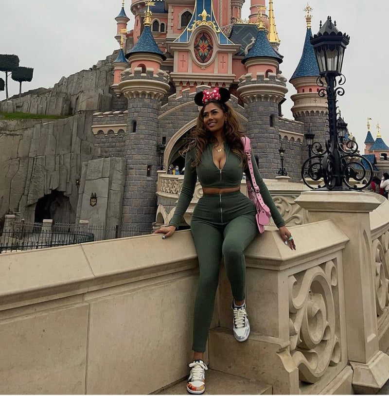 Khaki Teddy Velvet Two Piece
