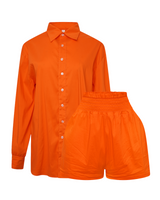 Orange Tailored Shirt & Short Set