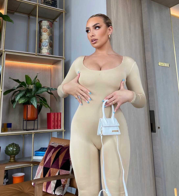 Beige Double Up Jumpsuit