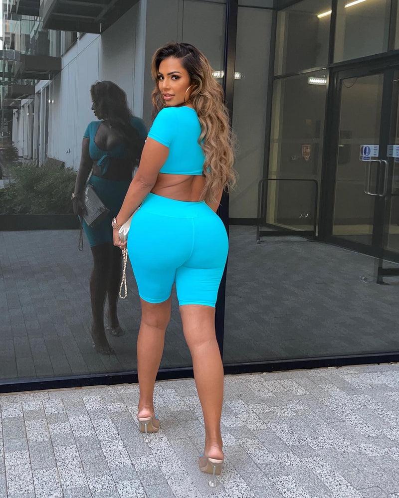 Turquoise High Waisted Shorts