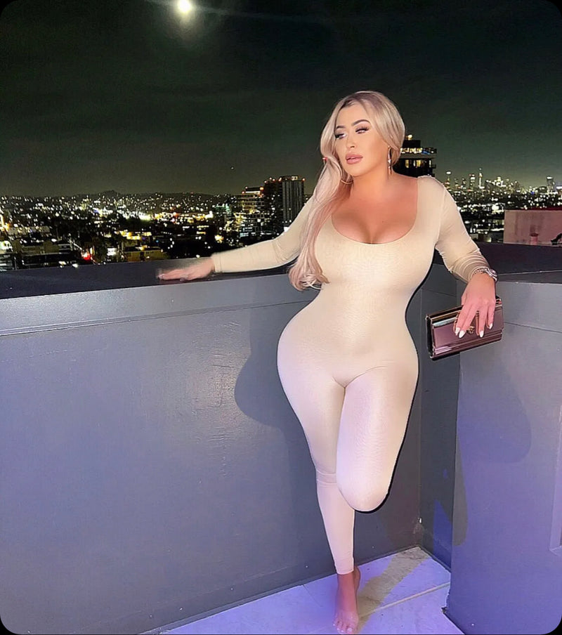 Beige Double Up Jumpsuit