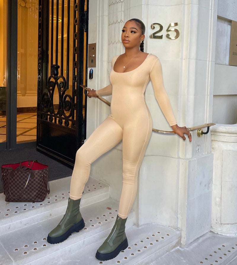 Beige Double Up Jumpsuit